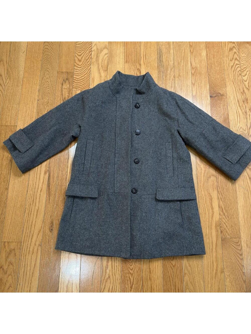 Size 95 Chatelaine Women’s Gray Wool Blend Long Coat Korean Fashion Front Over